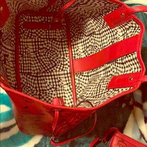 Red Mcm tote bag